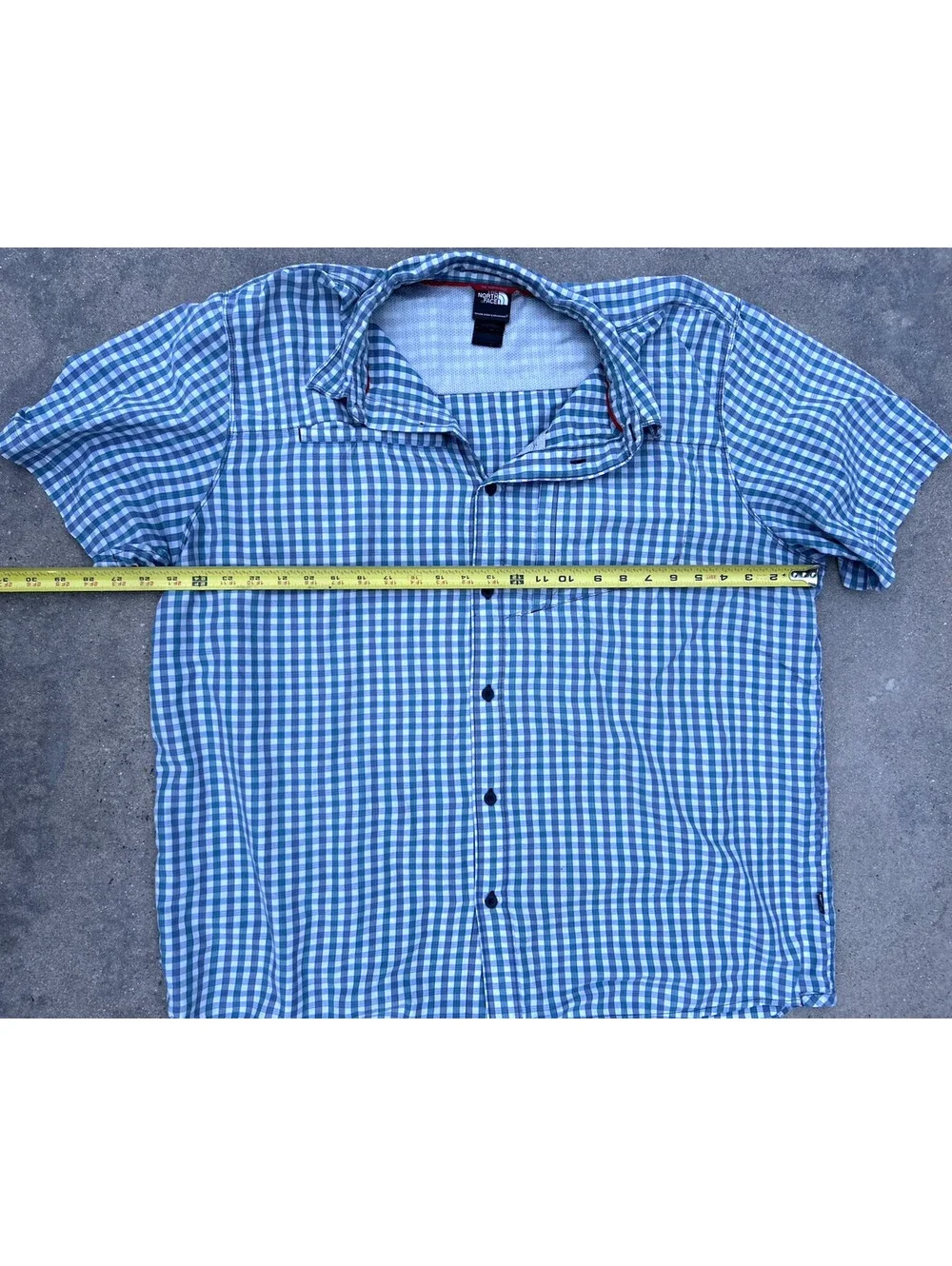 The North Face Men Plaid Short Sleeve Zipped Pocket Button-Up Shirt Blue Size XL